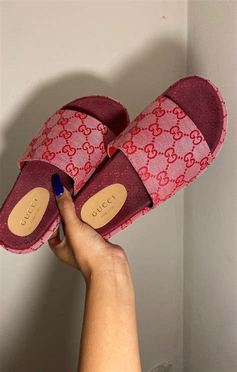 red gucci slides women|gucci slides size 5.